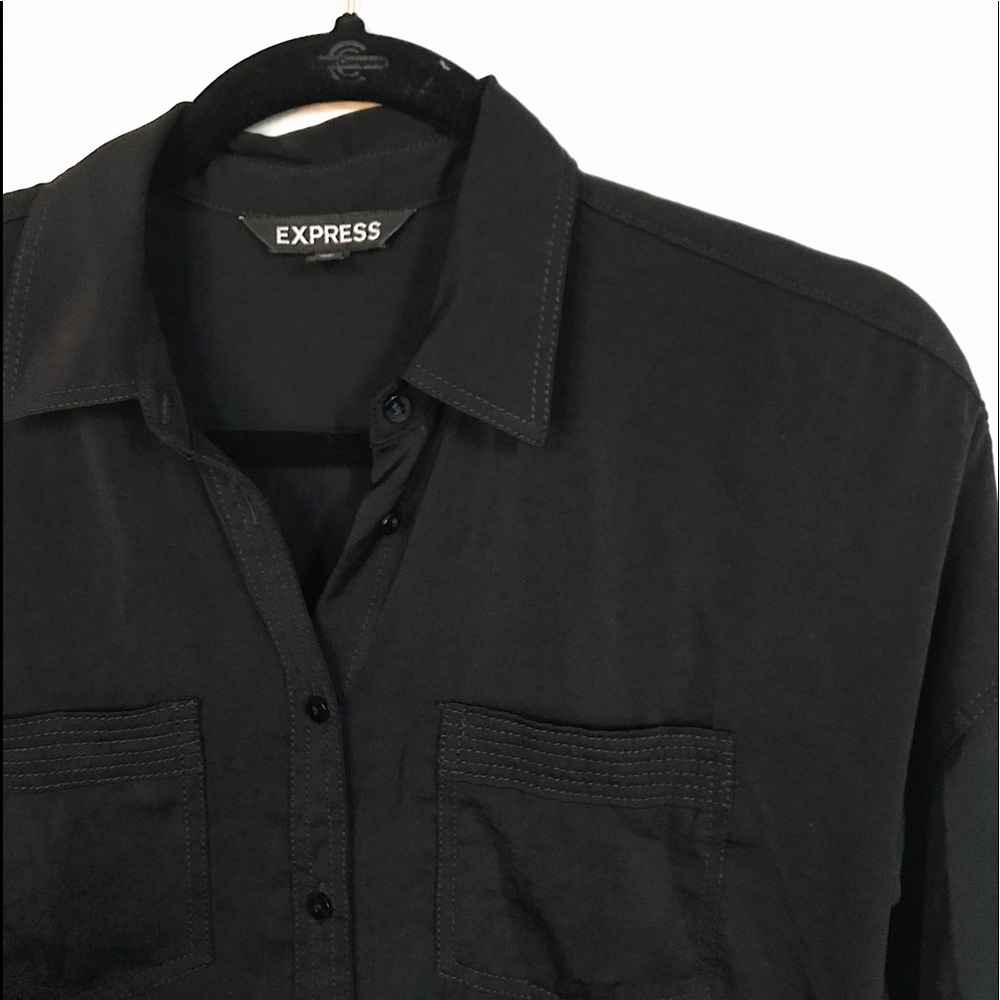 Silky black button-down